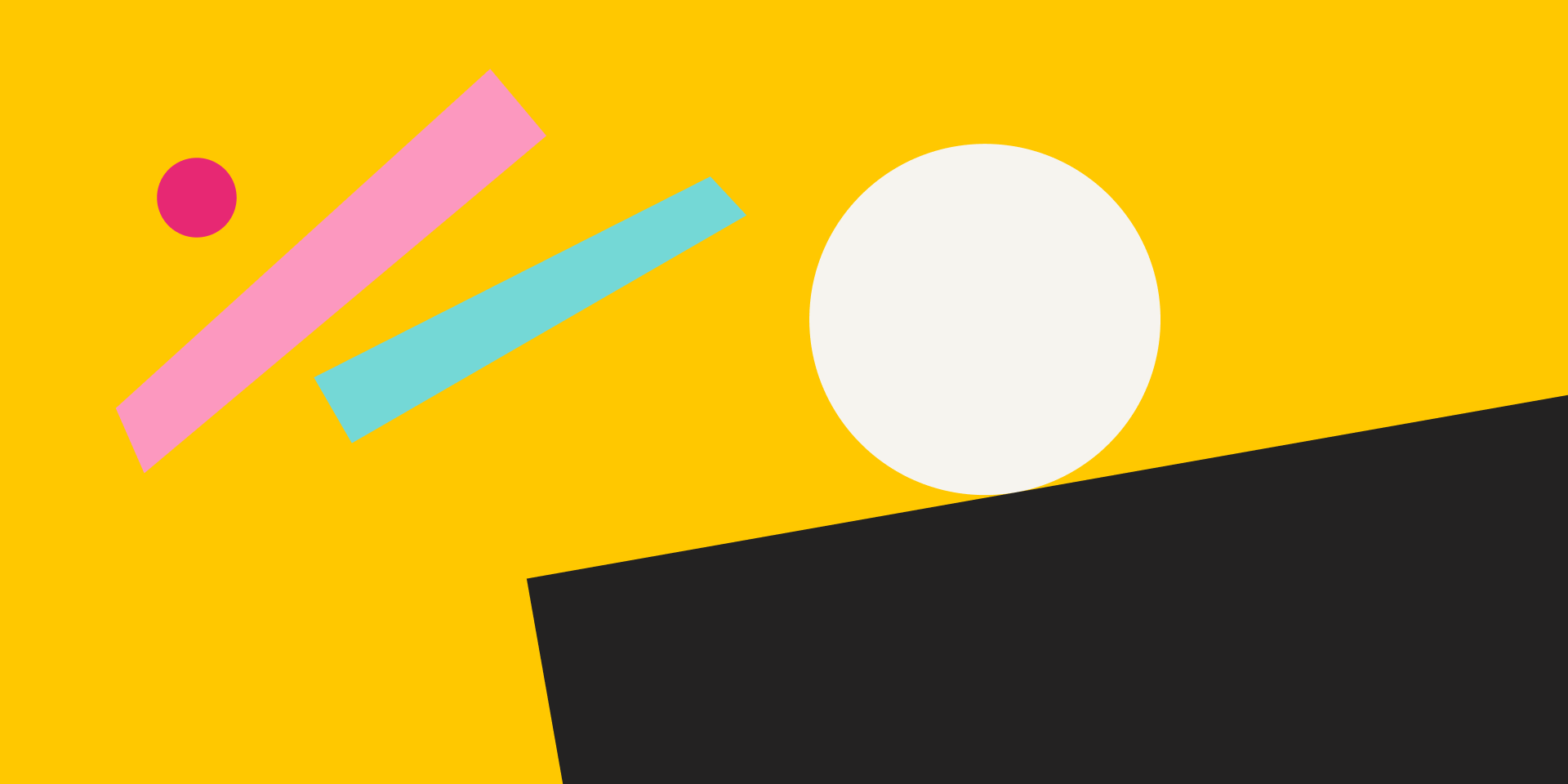 An illustration of a ball and tumbling shapes