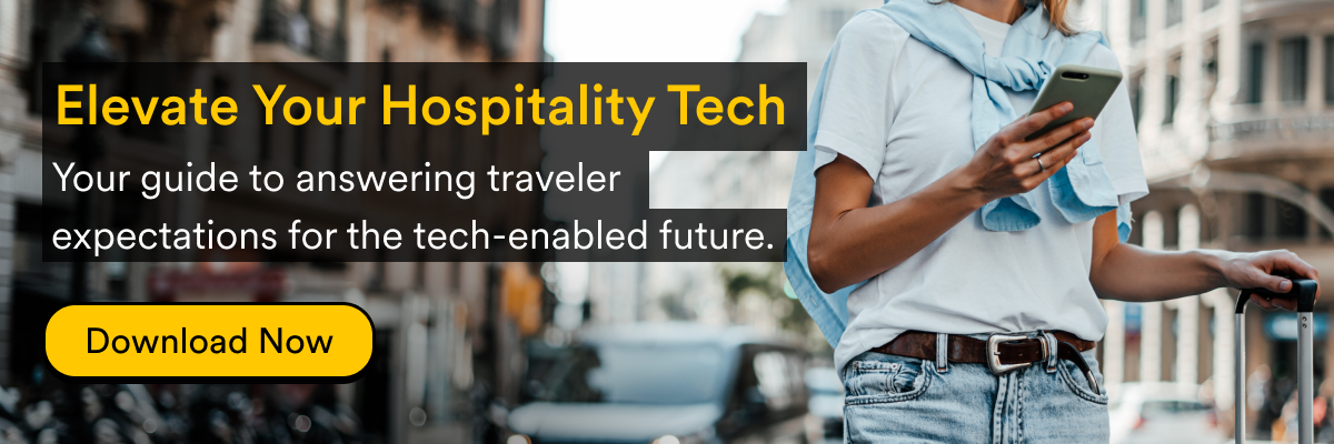 Person traveling and using hospitality app